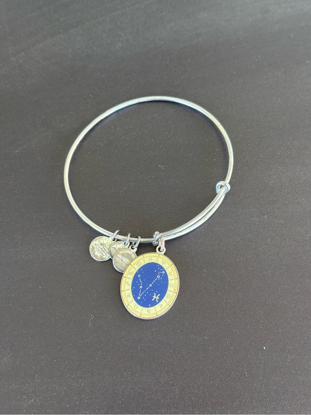 Alex and Ani Silver Bracelet with Blue and silver Zodiac Charm
